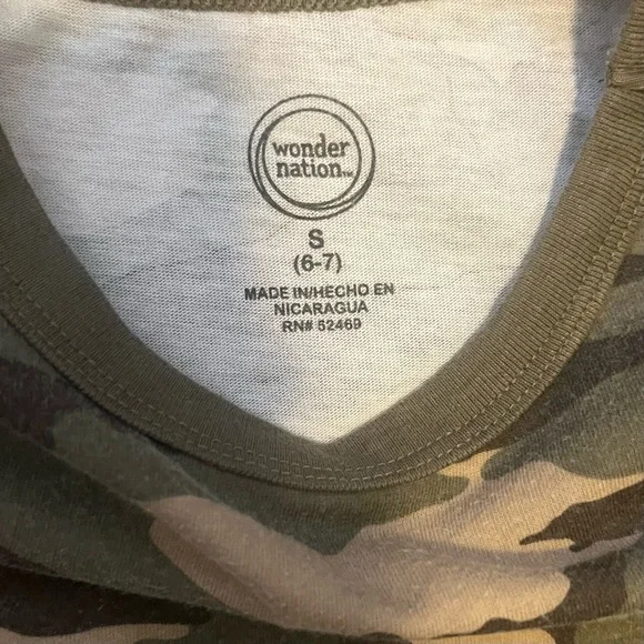 Wonder Nation green brown Camouflage Long Sleeve Tee Small (6-7) cotton blend - Picture 9 of 10